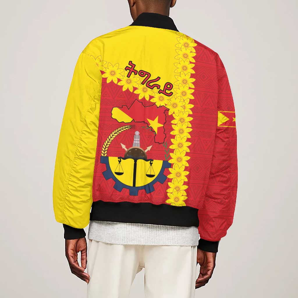 Tigray Ethiopia Bomber Jacket Tigray Seal With Flag Map - African Pattern