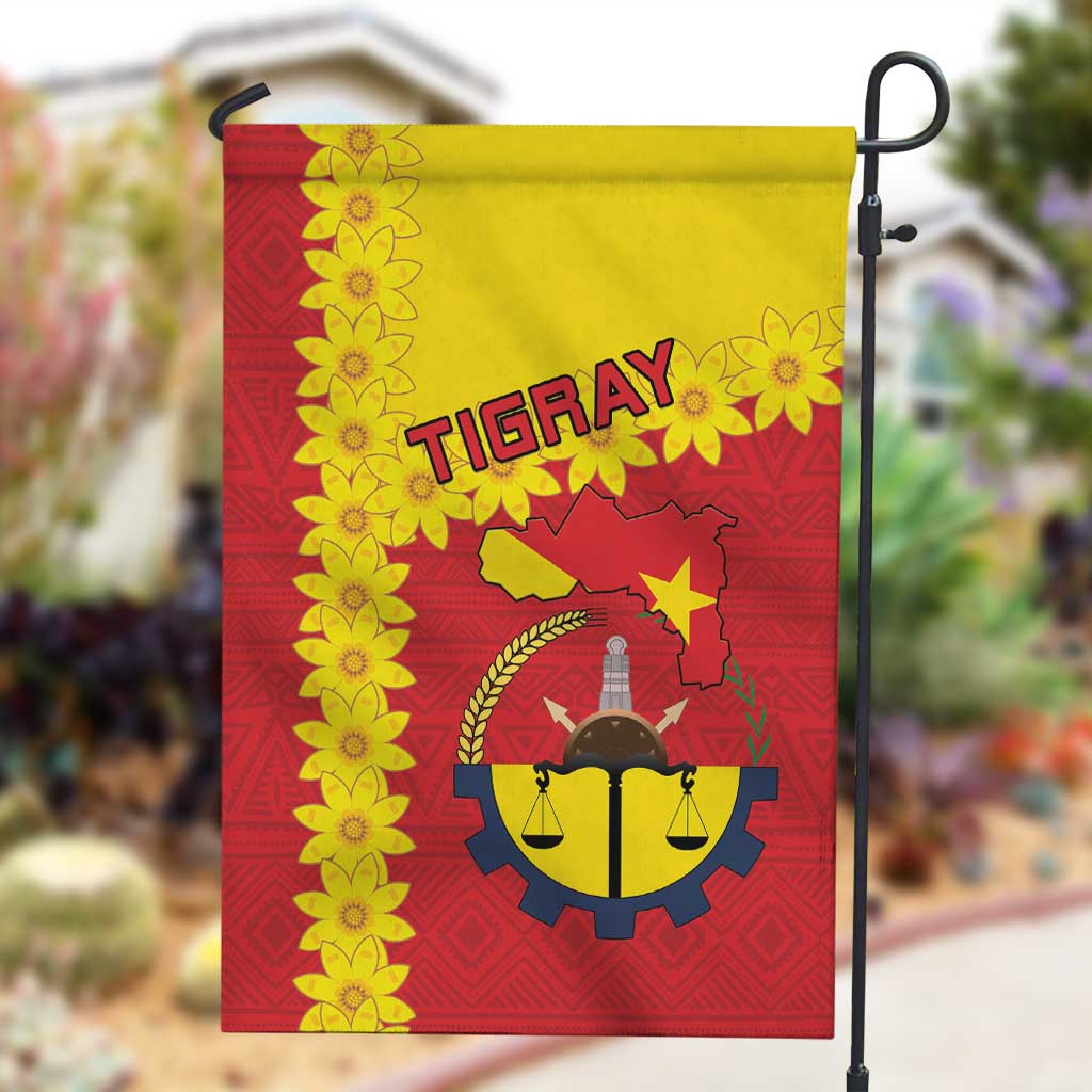 Tigray Ethiopia Garden Flag Tigray Seal With Flag Map - African Pattern