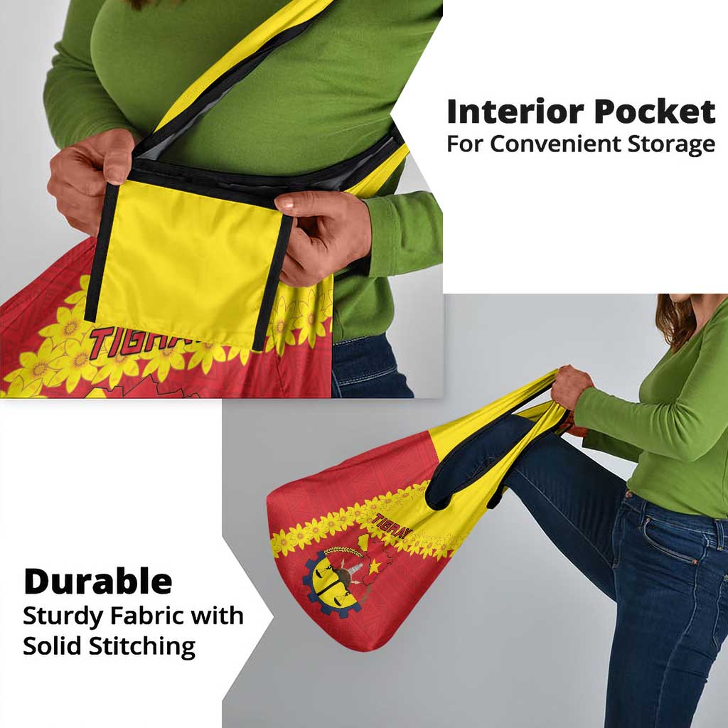 Tigray Ethiopia Grocery Bag Tigray Seal With Flag Map - African Pattern