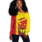 Tigray Ethiopia Off Shoulder Sweater Tigray Seal With Flag Map - African Pattern