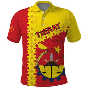 Tigray Ethiopia Polo Shirt Tigray Seal With Flag Map - African Pattern