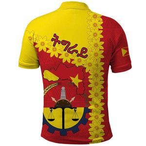 Tigray Ethiopia Polo Shirt Tigray Seal With Flag Map - African Pattern