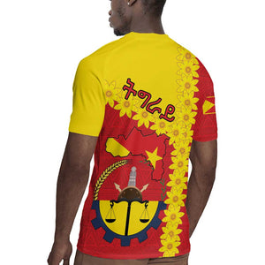 Tigray Ethiopia Rugby Jersey Tigray Seal With Flag Map - African Pattern