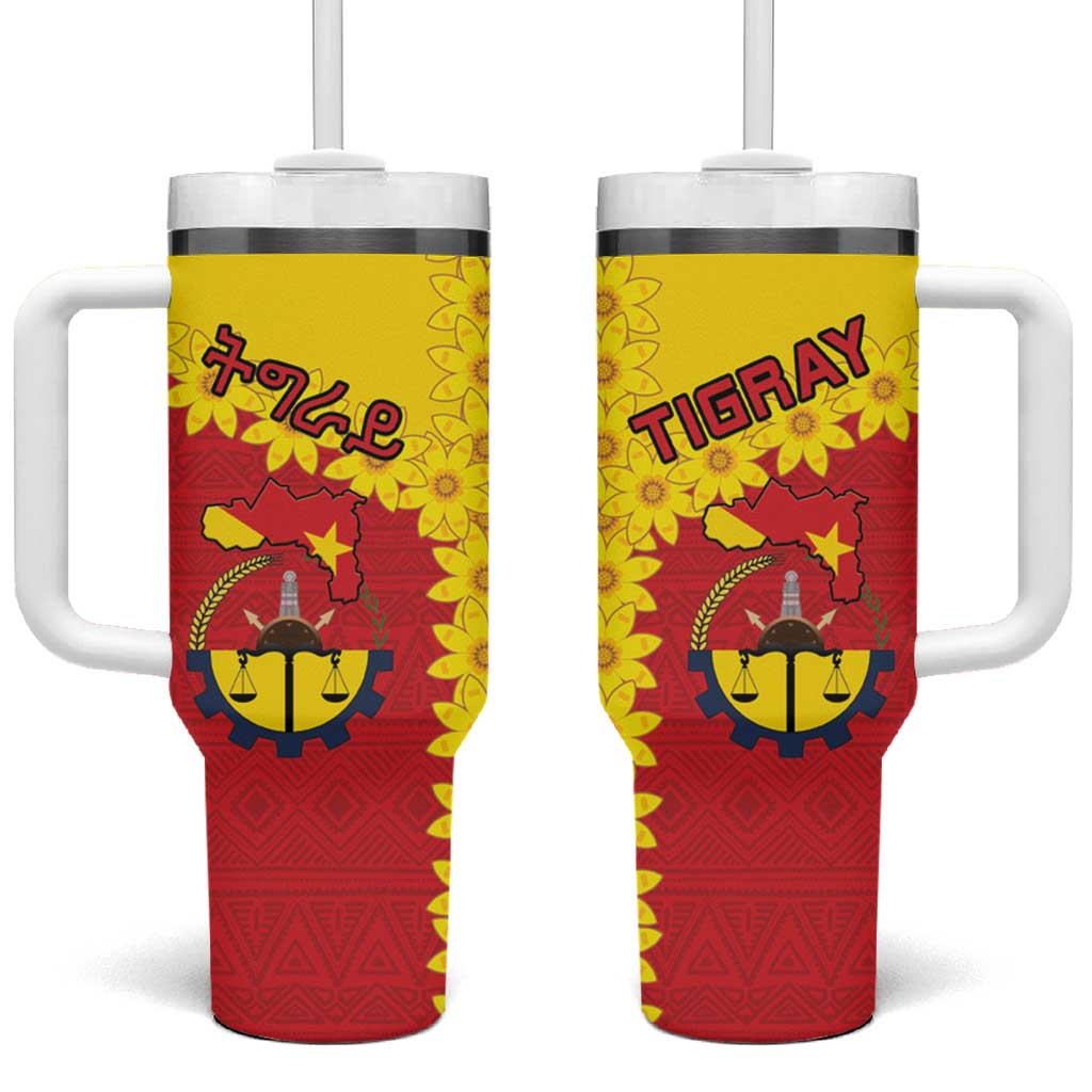 Tigray Ethiopia Tumbler With Handle Tigray Seal With Flag Map - African Pattern