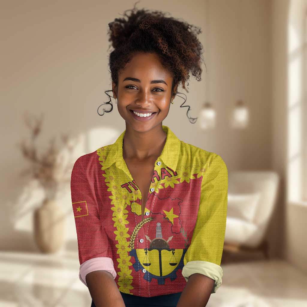 Tigray Ethiopia Women Casual Shirt Tigray Seal With Flag Map - African Pattern LT15
