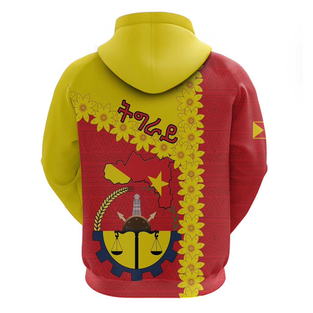 Tigray Ethiopia Zip Hoodie Tigray Seal With Flag Map - African Pattern