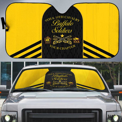 Personalized Buffalo Soldiers Auto Sun Shade 9th & 10th Cavalry Regiment