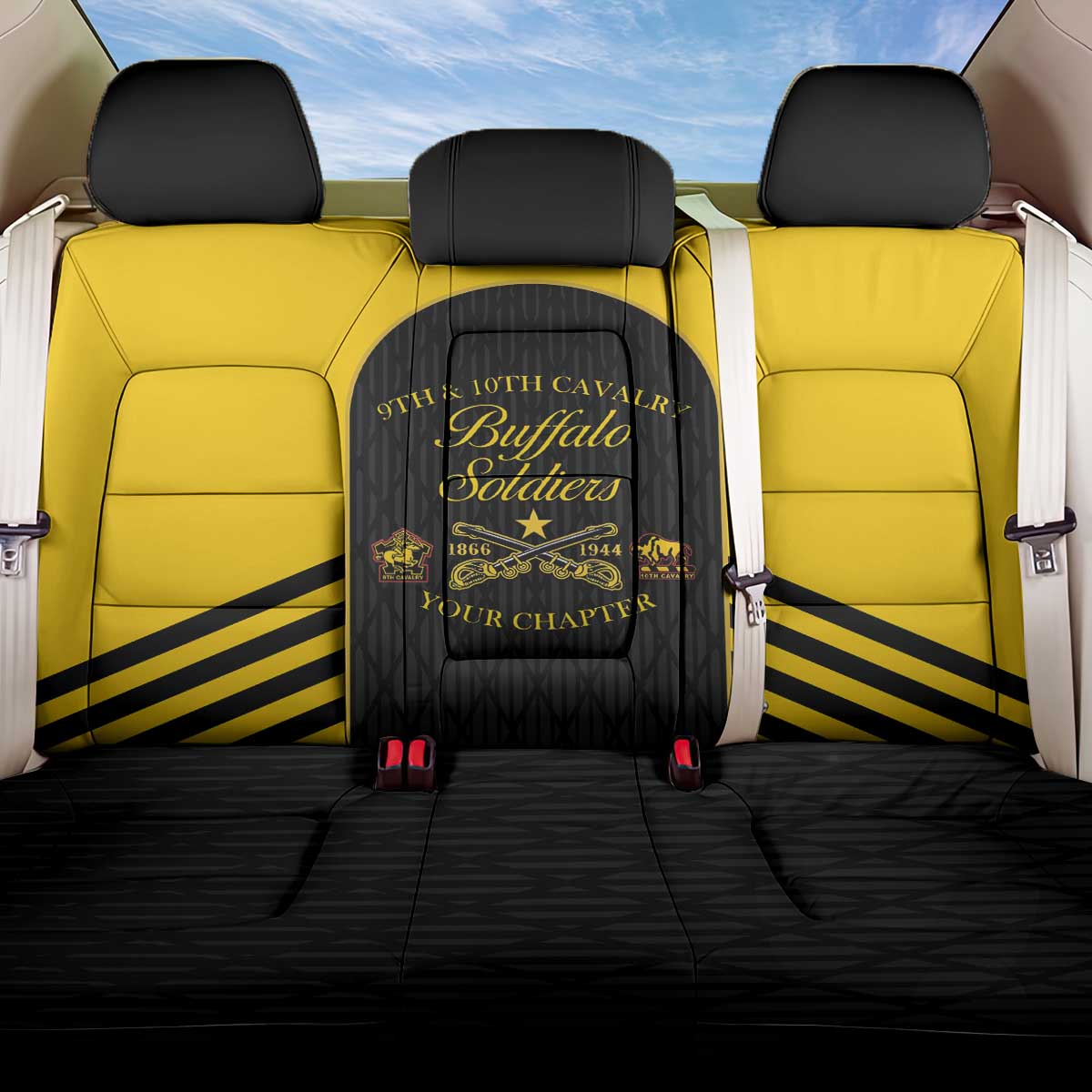 Personalized Buffalo Soldiers Back Car Seat Cover 9th & 10th Cavalry Regiment