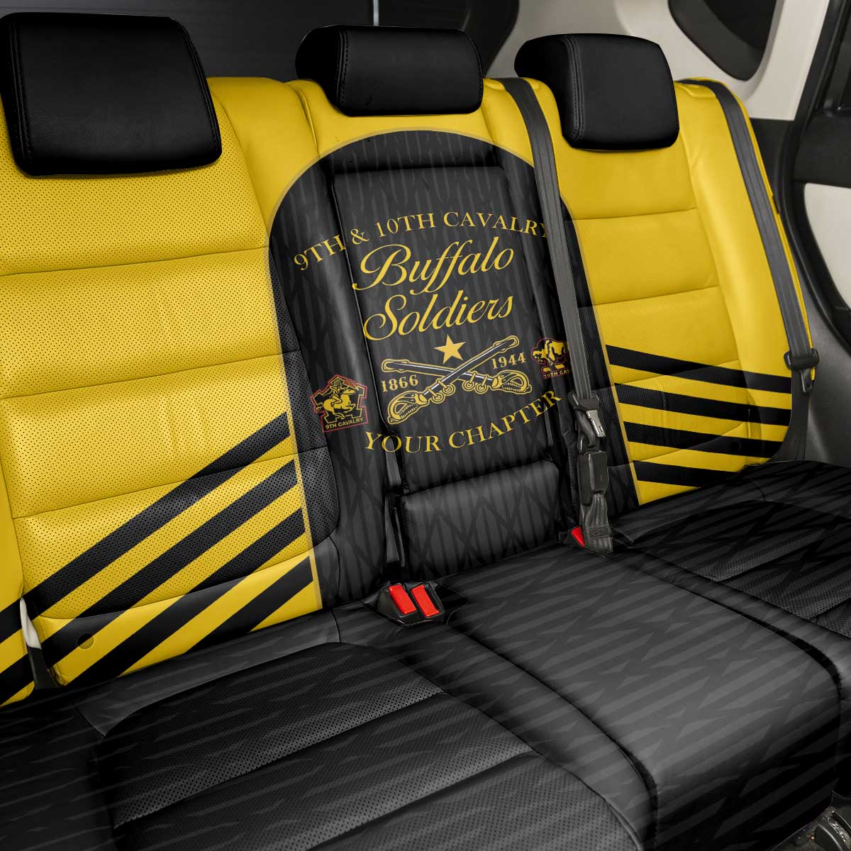 Personalized Buffalo Soldiers Back Car Seat Cover 9th & 10th Cavalry Regiment