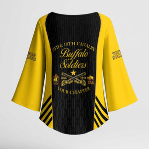 Personalized Buffalo Soldiers Kimono Sleeve Blouse 9th & 10th Cavalry Regiment