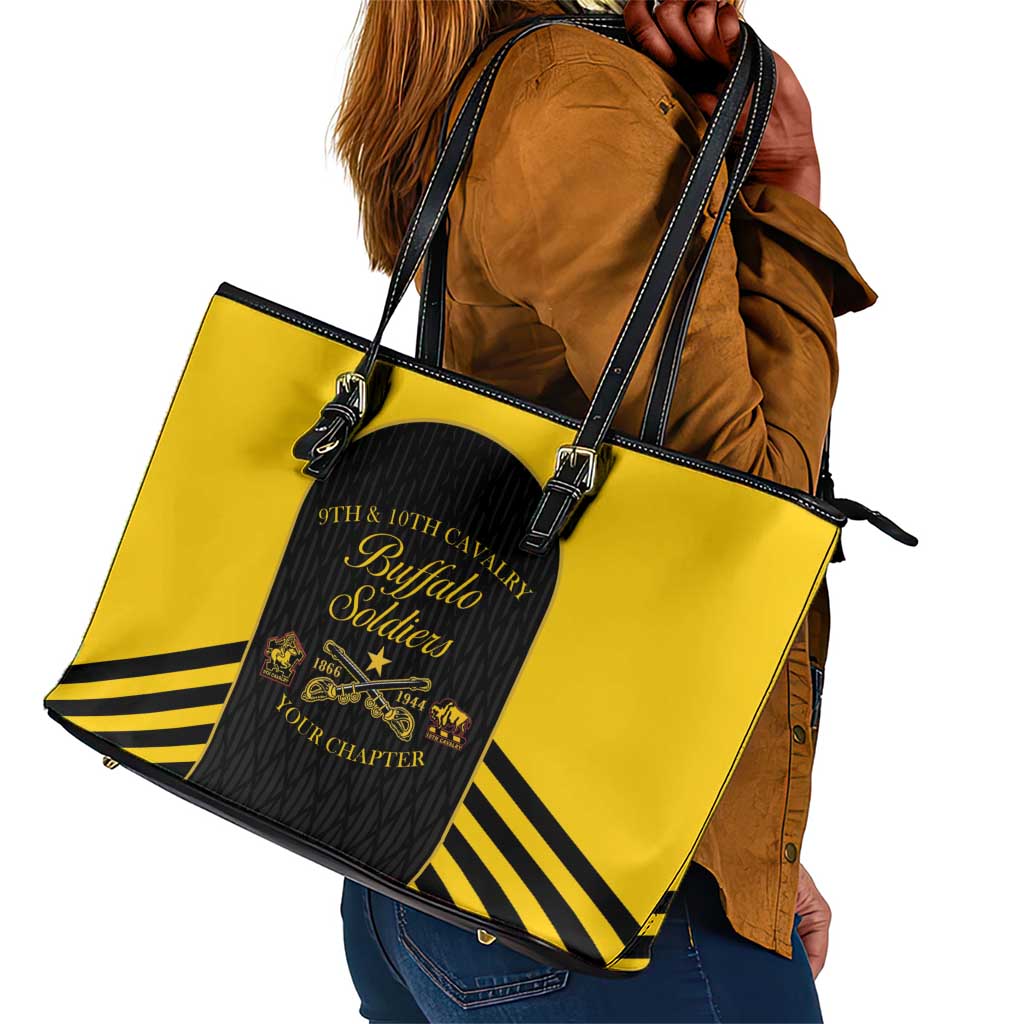 Personalized Buffalo Soldiers Leather Tote Bag 9th & 10th Cavalry Regiment