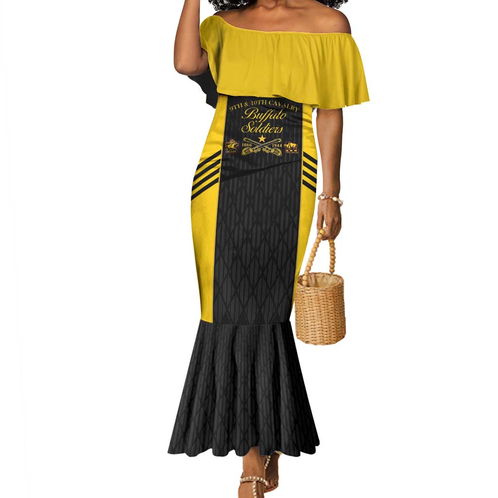 Personalized Buffalo Soldiers Mermaid Dress 9th & 10th Cavalry Regiment