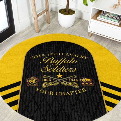 Personalized Buffalo Soldiers Round Carpet 9th & 10th Cavalry Regiment