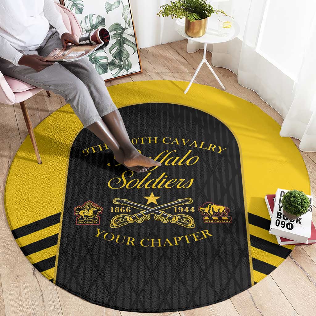 Personalized Buffalo Soldiers Round Carpet 9th & 10th Cavalry Regiment