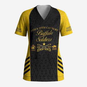 Personalized Buffalo Soldiers Scrub Top 9th & 10th Cavalry Regiment
