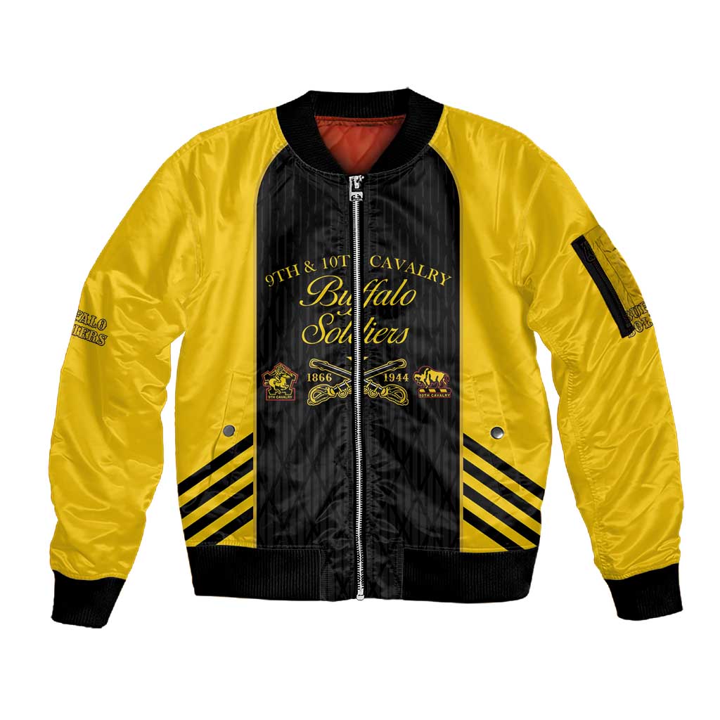 Personalized Buffalo Soldiers Sleeve Zip Bomber Jacket 9th & 10th Cavalry Regiment