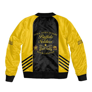 Personalized Buffalo Soldiers Sleeve Zip Bomber Jacket 9th & 10th Cavalry Regiment