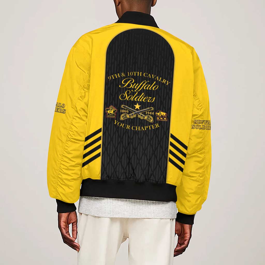 Personalized Buffalo Soldiers Sleeve Zip Bomber Jacket 9th & 10th Cavalry Regiment