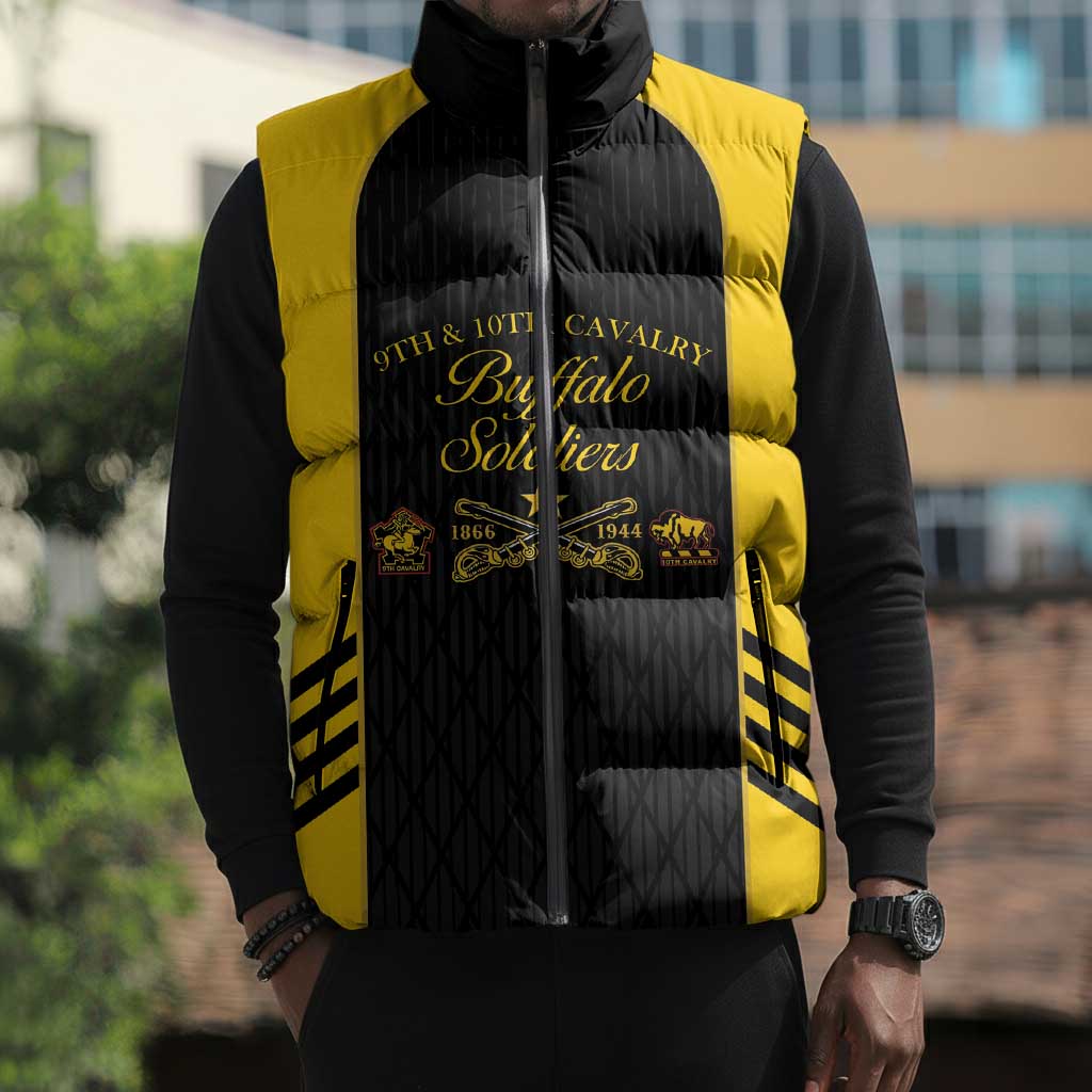 Personalized Buffalo Soldiers Sleeveless Puffer Jacket 9th & 10th Cavalry Regiment