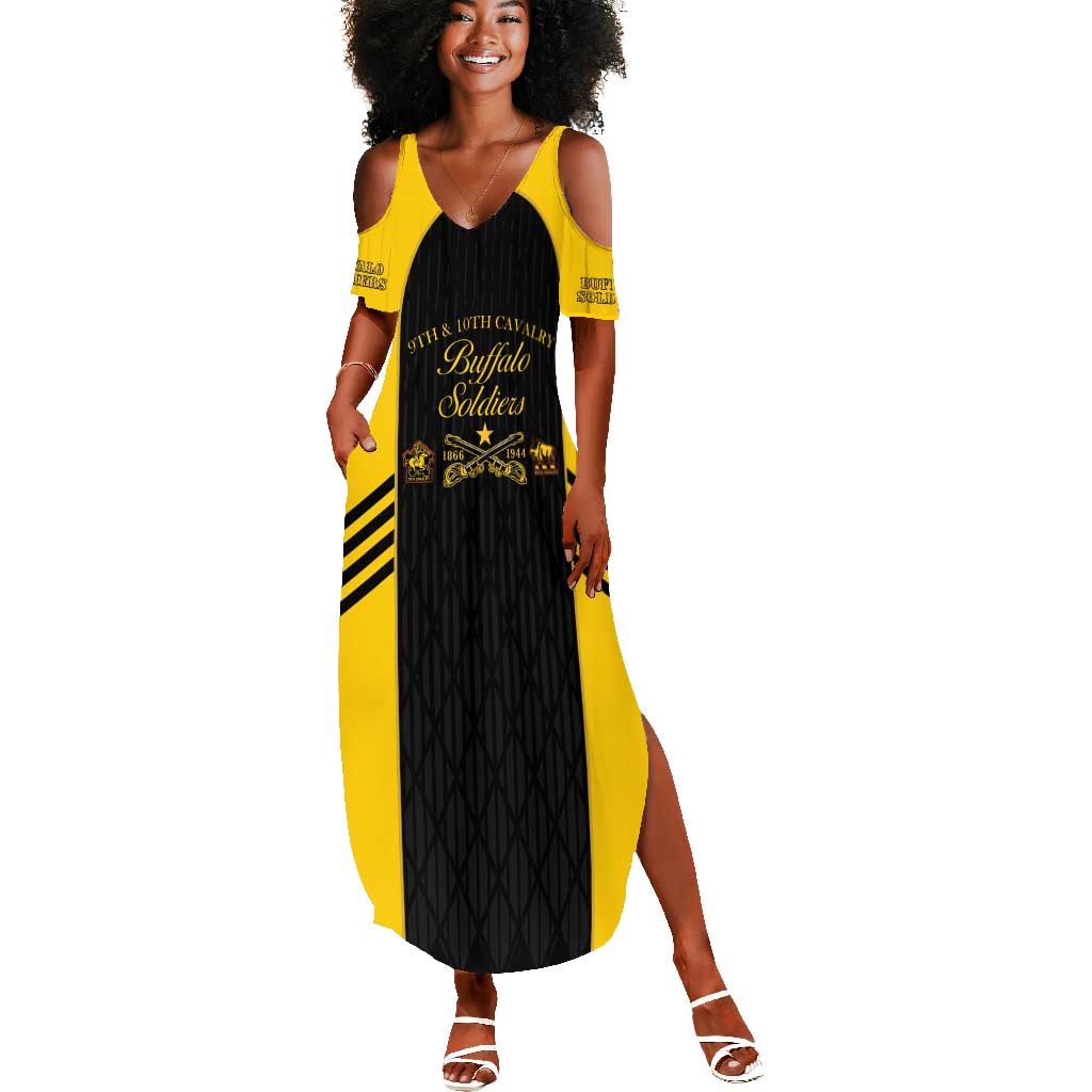 Personalized Buffalo Soldiers Summer Maxi Dress 9th & 10th Cavalry Regiment