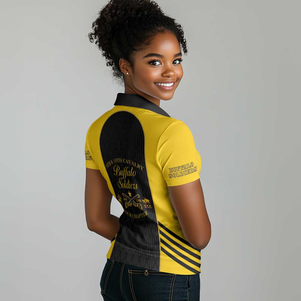 Personalized Buffalo Soldiers Women Polo Shirt 9th & 10th Cavalry Regiment