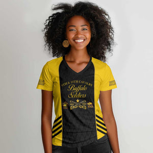 Personalized Buffalo Soldiers Women V-Neck T-Shirt 9th & 10th Cavalry Regiment