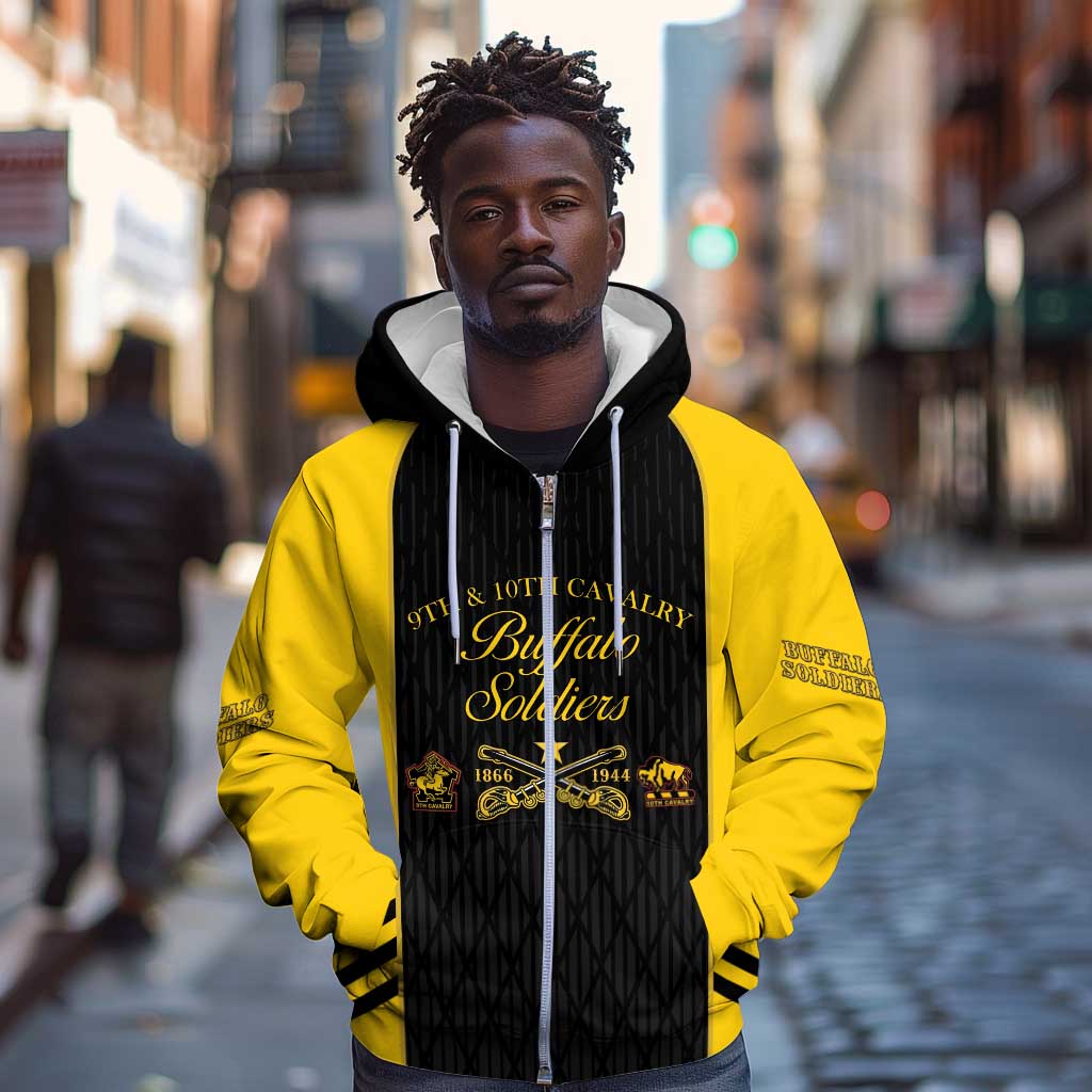 Personalized Buffalo Soldiers Zip Hoodie 9th & 10th Cavalry Regiment