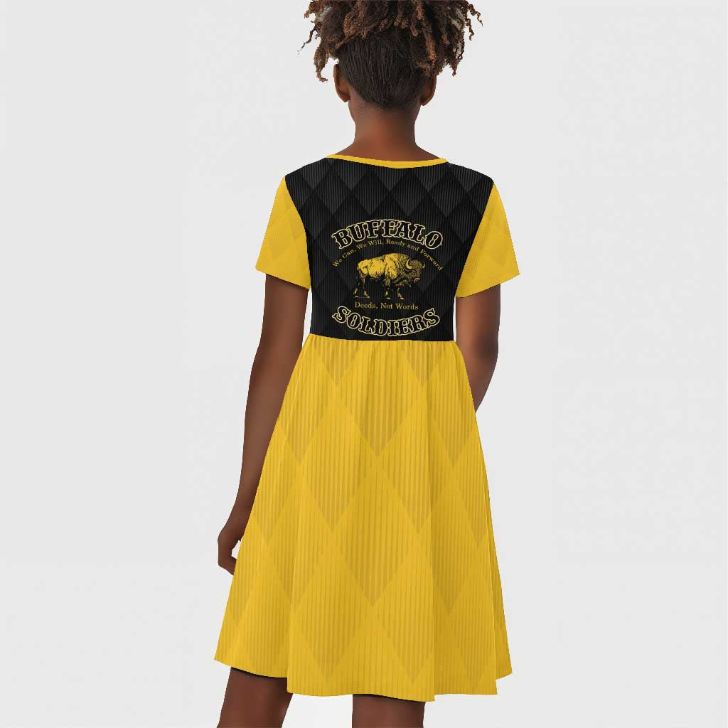 Personalized Buffalo Soldiers Kid Short Sleeve Dress We Can We Will Ready and Forward