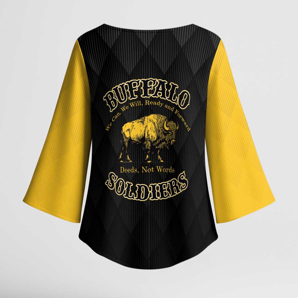 Personalized Buffalo Soldiers Kimono Sleeve Blouse We Can We Will Ready and Forward
