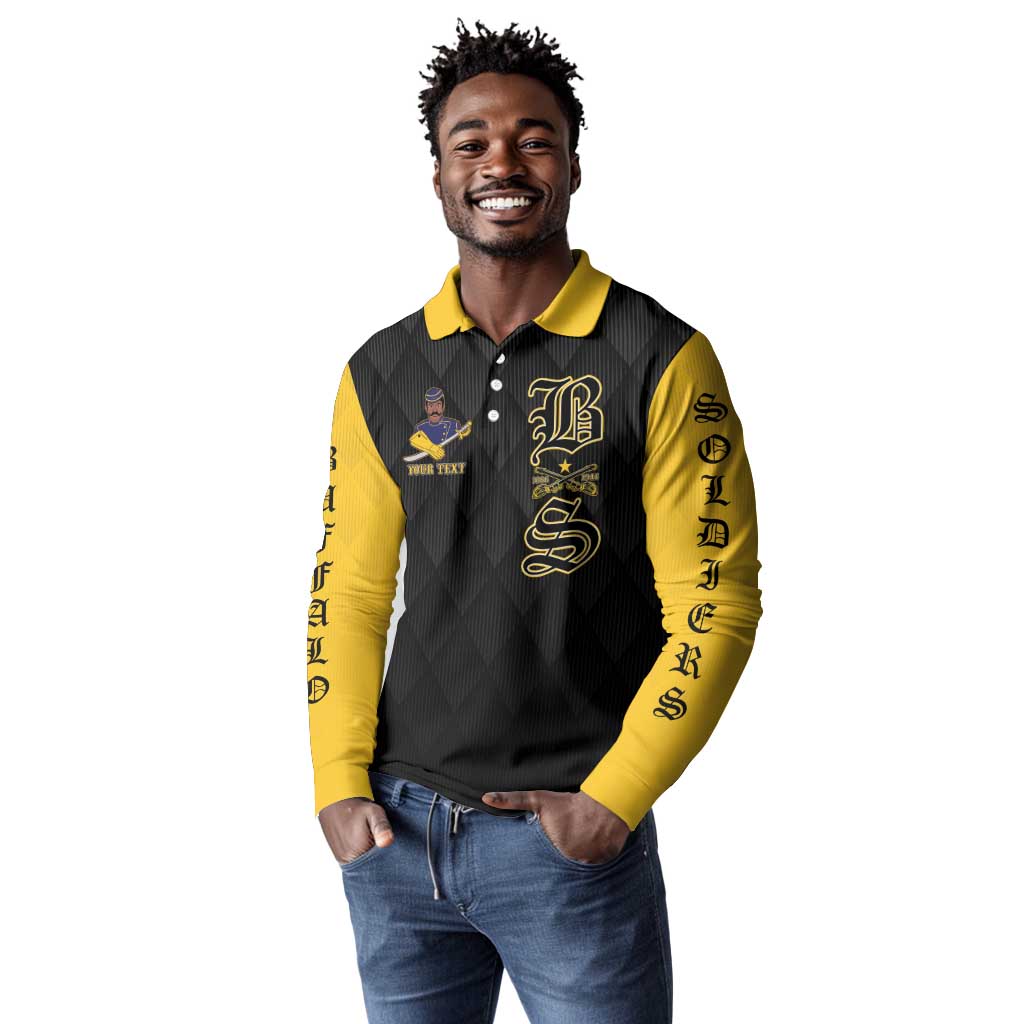 Personalized Buffalo Soldiers Long Sleeve Polo Shirt We Can We Will Ready and Forward