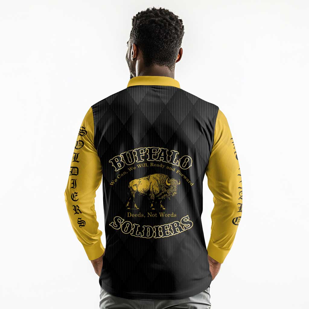 Personalized Buffalo Soldiers Long Sleeve Polo Shirt We Can We Will Ready and Forward