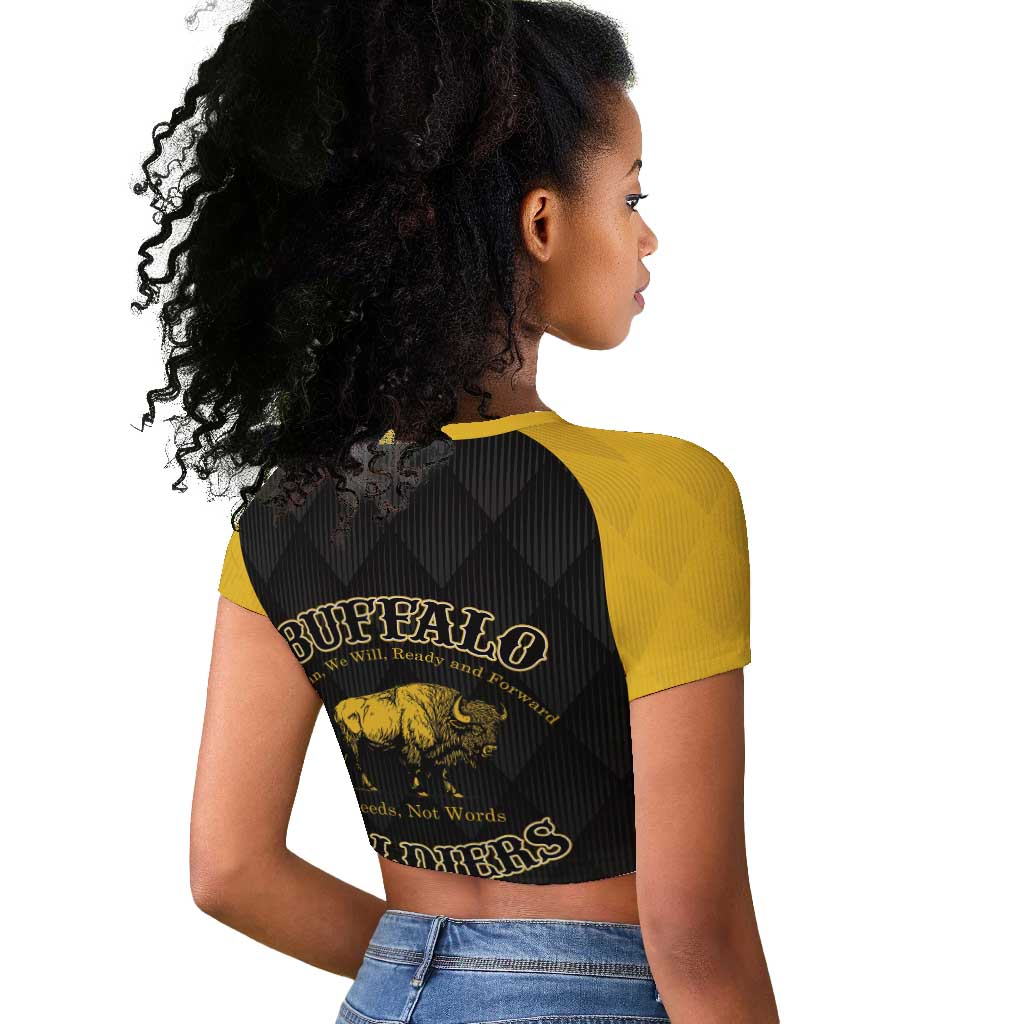 Personalized Buffalo Soldiers Raglan Cropped T shirt We Can We Will Ready and Forward