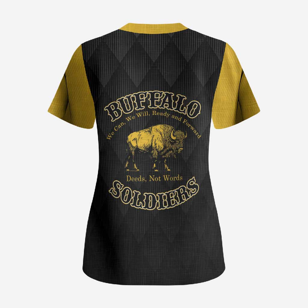 Personalized Buffalo Soldiers Scrub Top We Can We Will Ready and Forward