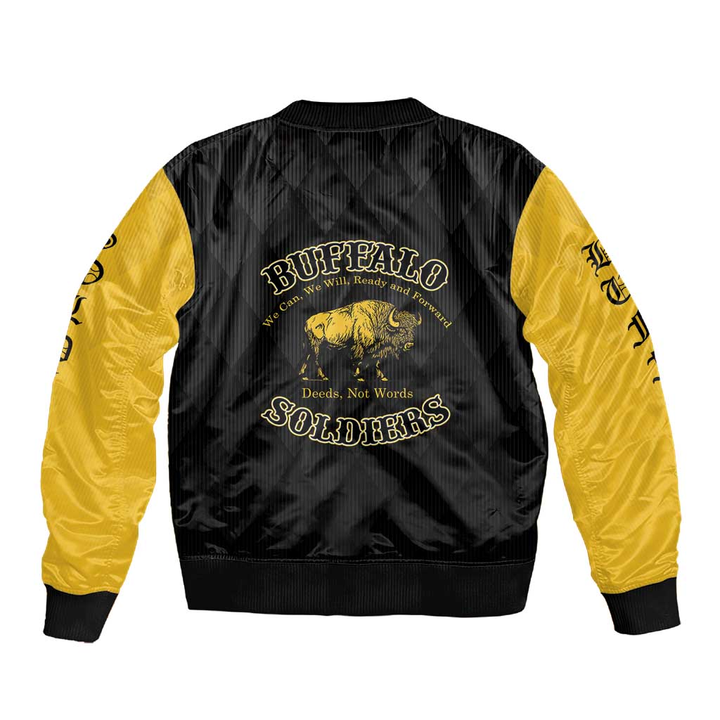 Personalized Buffalo Soldiers Sleeve Zip Bomber Jacket We Can We Will Ready and Forward