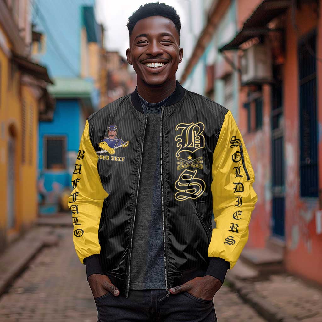Personalized Buffalo Soldiers Sleeve Zip Bomber Jacket We Can We Will Ready and Forward