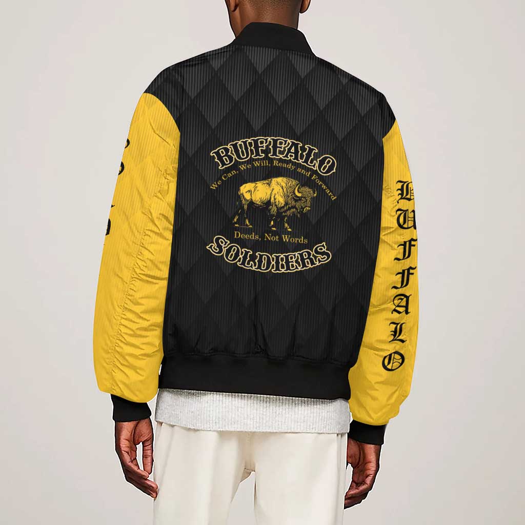 Personalized Buffalo Soldiers Sleeve Zip Bomber Jacket We Can We Will Ready and Forward