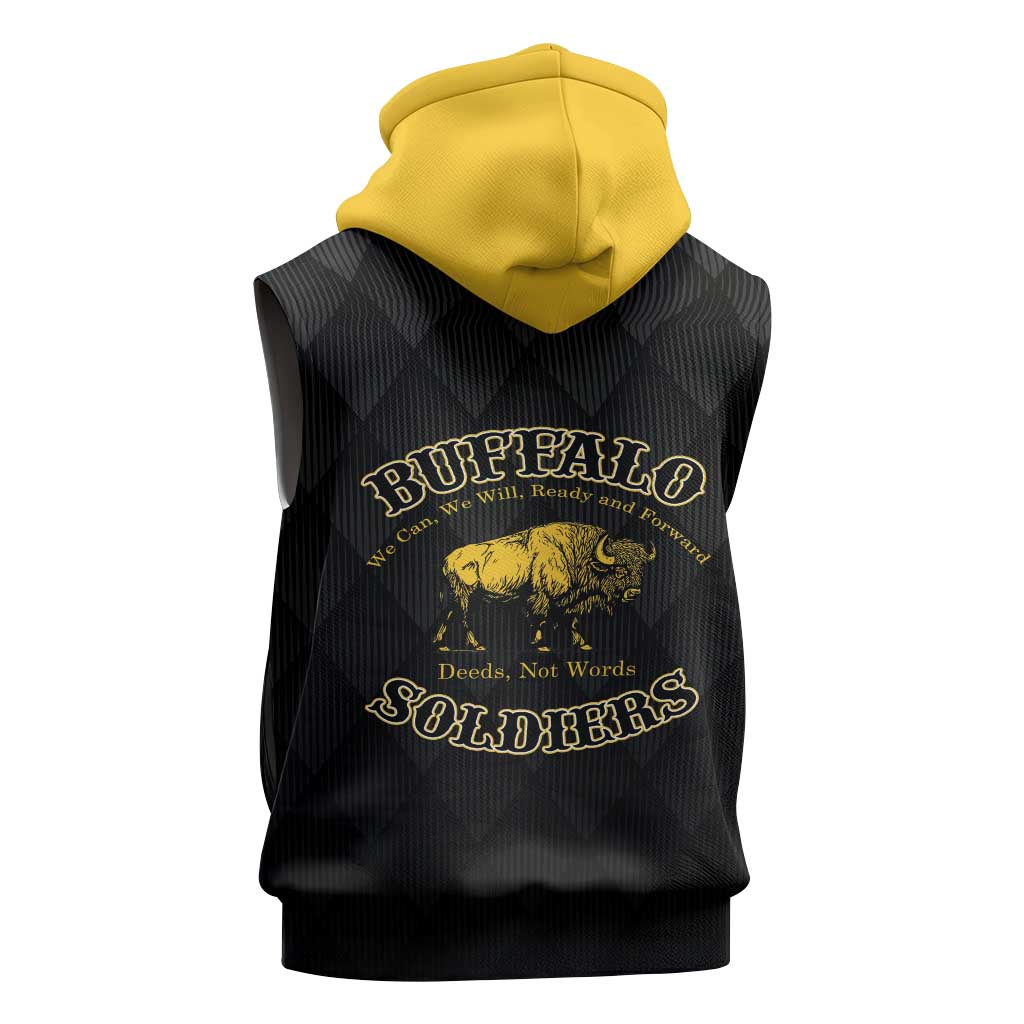 Personalized Buffalo Soldiers Sleeveless Zip Hoodie We Can We Will Ready and Forward