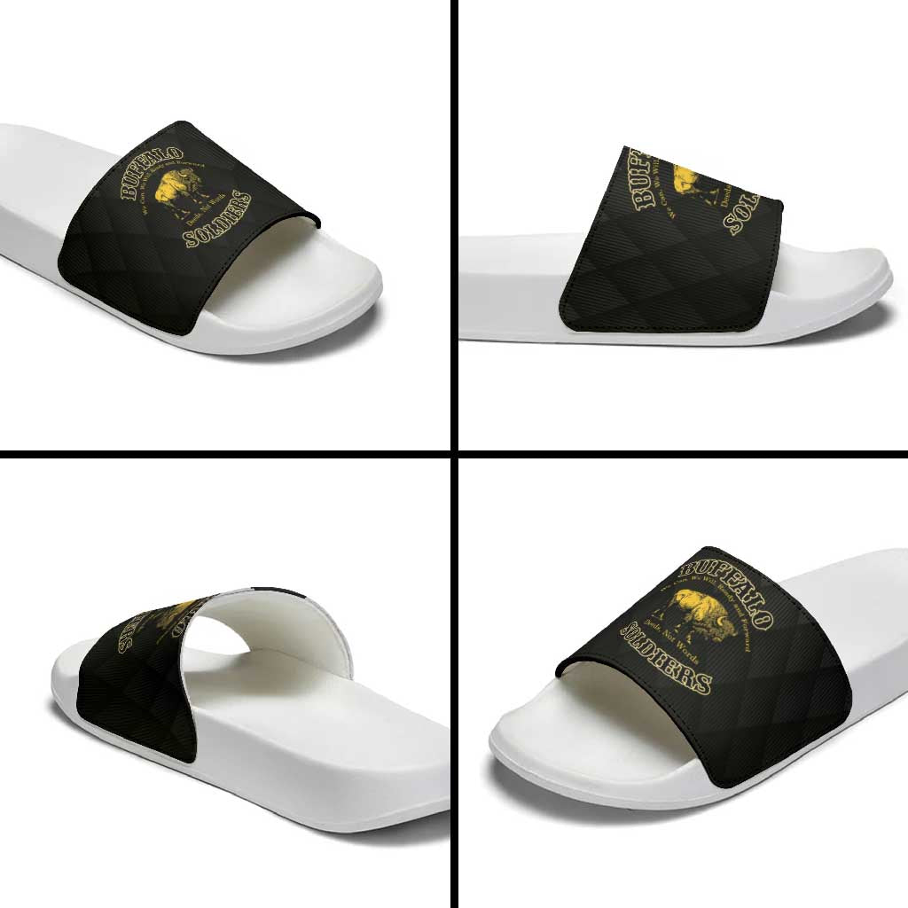 Buffalo Soldiers Slide Sandals We Can We Will Ready and Forward