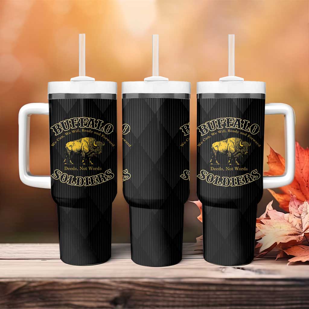 Buffalo Soldiers Tumbler With Handle We Can We Will Ready and Forward