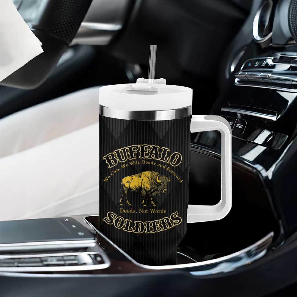 Buffalo Soldiers Tumbler With Handle We Can We Will Ready and Forward