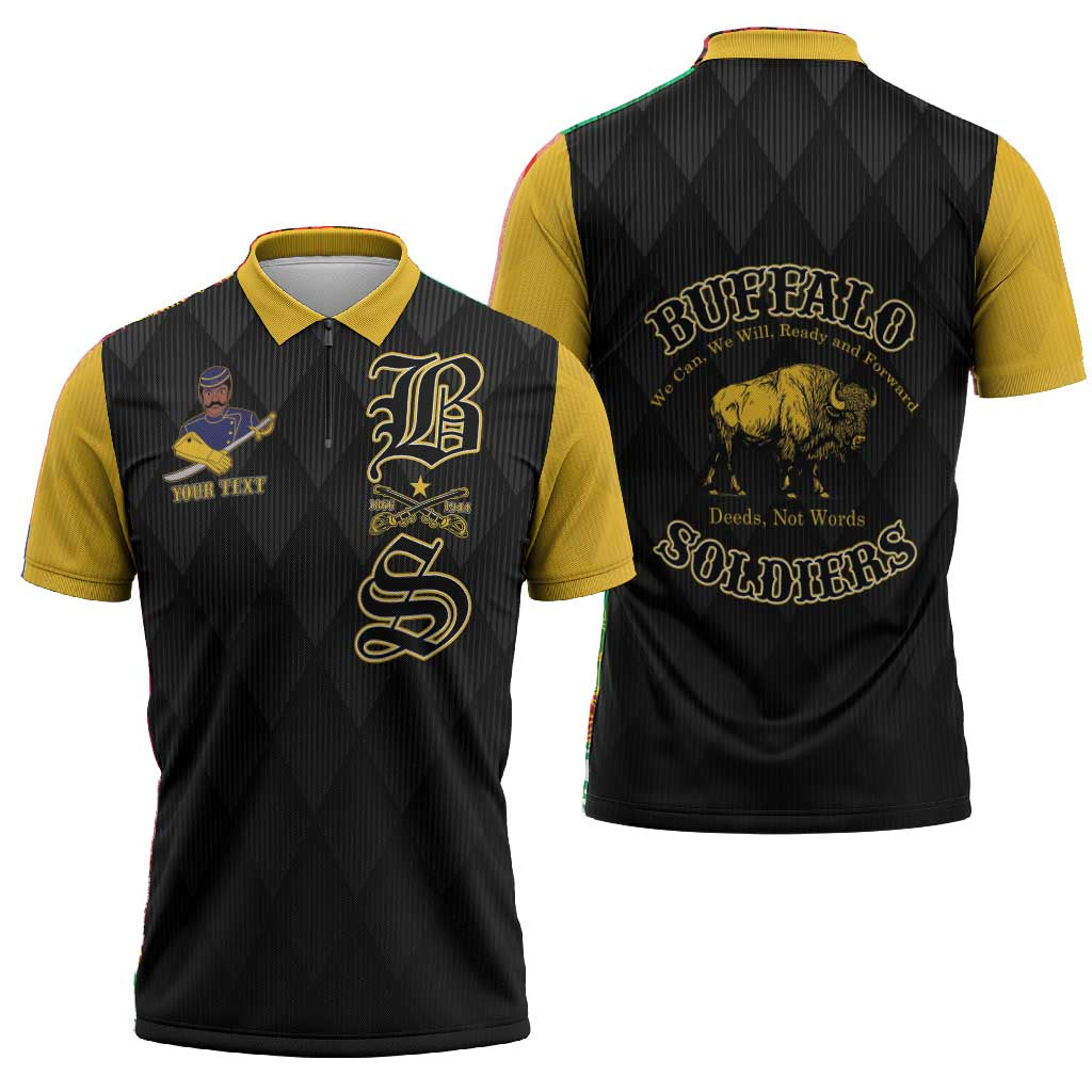 Personalized Buffalo Soldiers Zipper Polo Shirt We Can We Will Ready and Forward