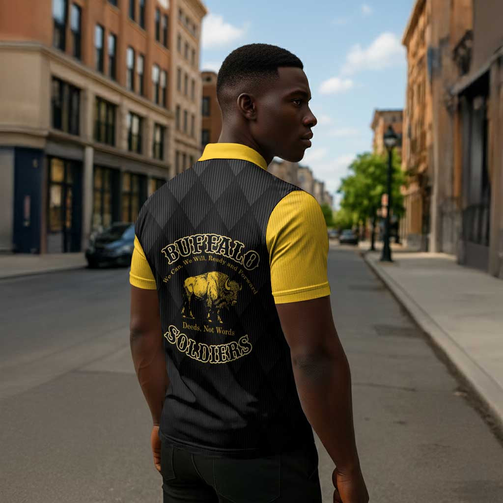 Personalized Buffalo Soldiers Zipper Polo Shirt We Can We Will Ready and Forward