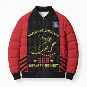 Personalized Harlem Hellfighters Bomber Puffer Jacket 369th Infantry Regiment Legacy