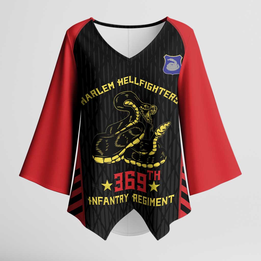 Personalized Harlem Hellfighters Kimono Sleeve Blouse 369th Infantry Regiment Legacy