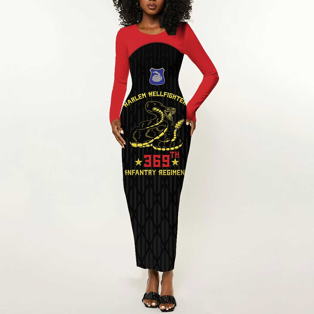 Personalized Harlem Hellfighters Long Sleeve Bodycon Dress 369th Infantry Regiment Legacy