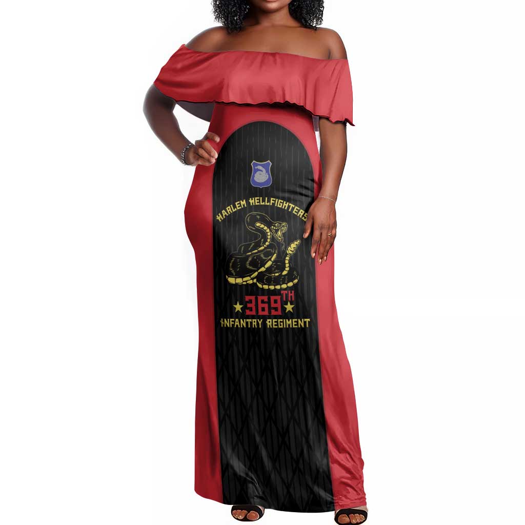 Personalized Harlem Hellfighters Off Shoulder Maxi Dress 369th Infantry Regiment Legacy