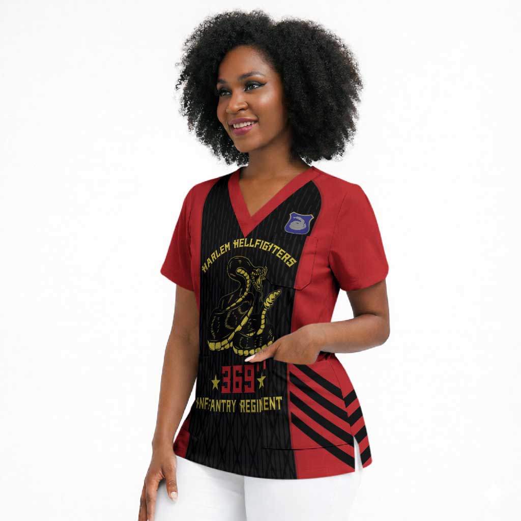 Personalized Harlem Hellfighters Scrub Top 369th Infantry Regiment Legacy
