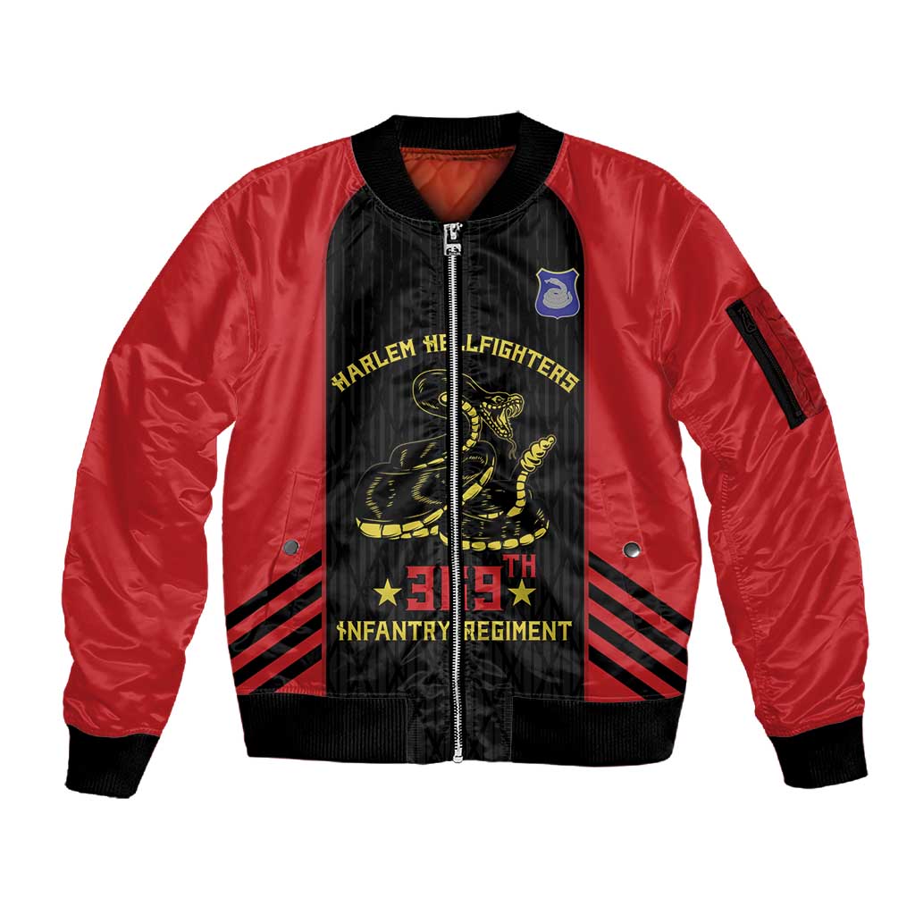 Personalized Harlem Hellfighters Sleeve Zip Bomber Jacket 369th Infantry Regiment Legacy