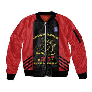 Personalized Harlem Hellfighters Sleeve Zip Bomber Jacket 369th Infantry Regiment Legacy