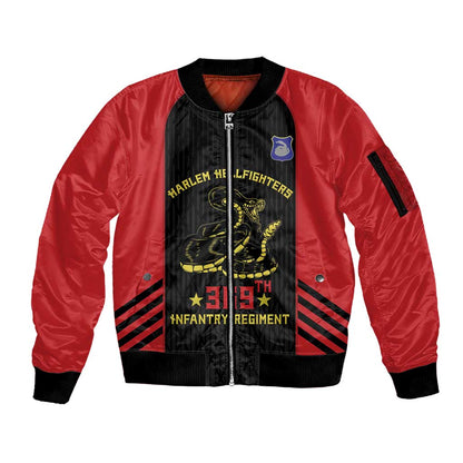 Personalized Harlem Hellfighters Sleeve Zip Bomber Jacket 369th Infantry Regiment Legacy